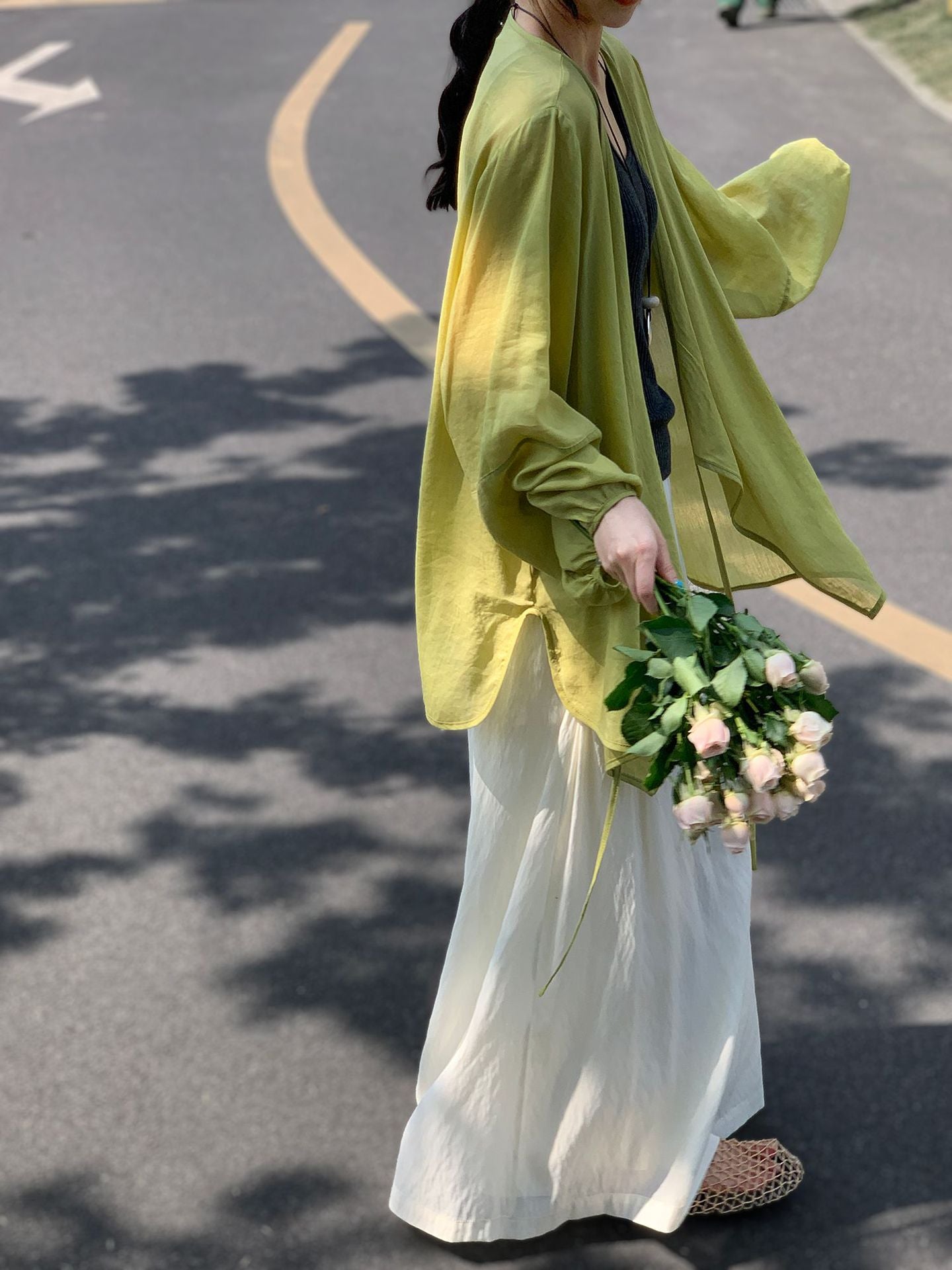 韓系天絲苧麻不規則防曬外套-2色 6226