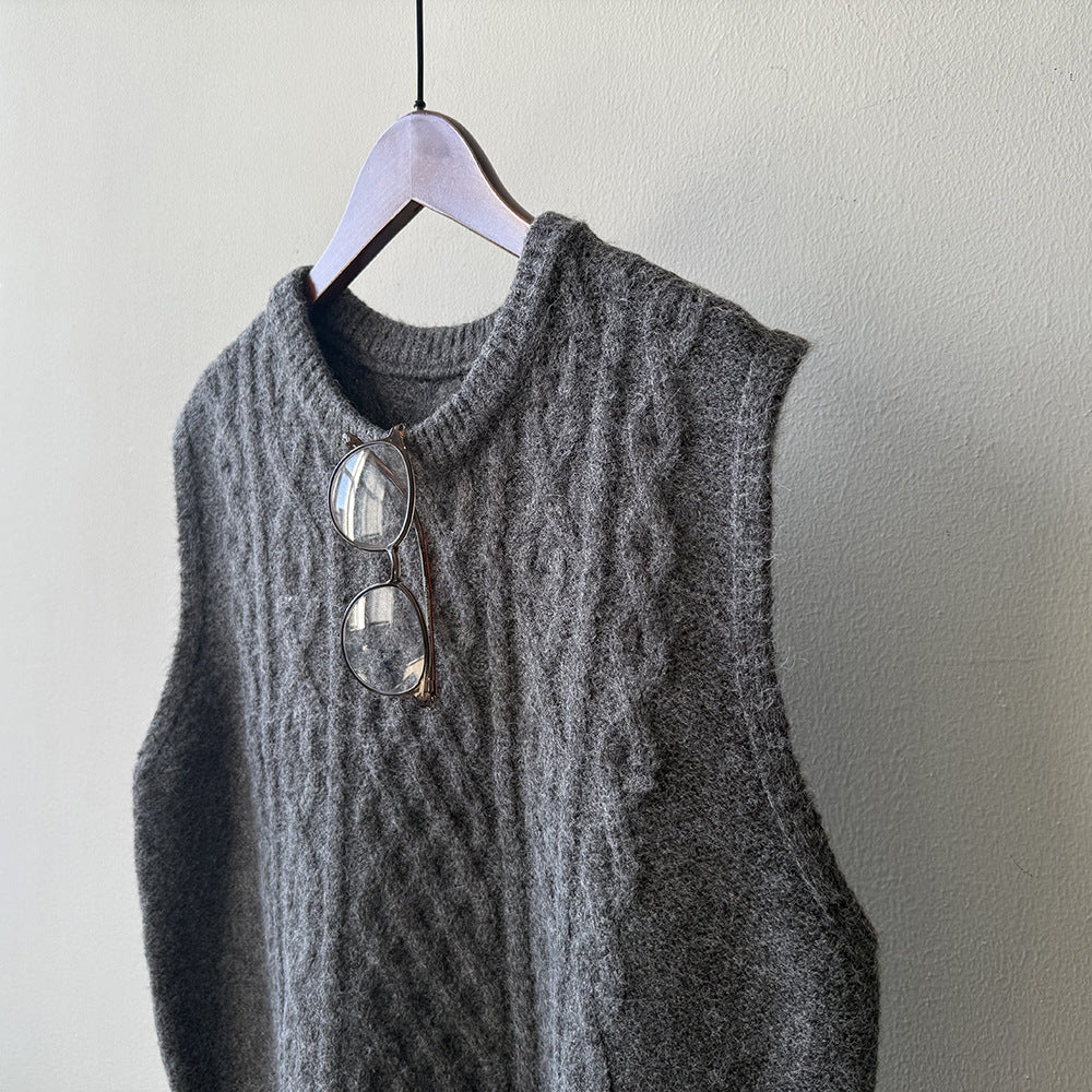 (48H出貨)糖果色圓領麻花軟糯針織背心馬甲-6色