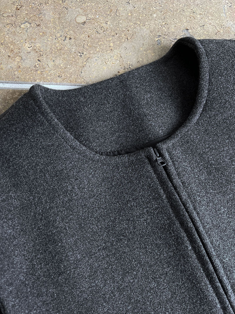 高級感寬鬆毛呢疊穿氣質圓領馬甲