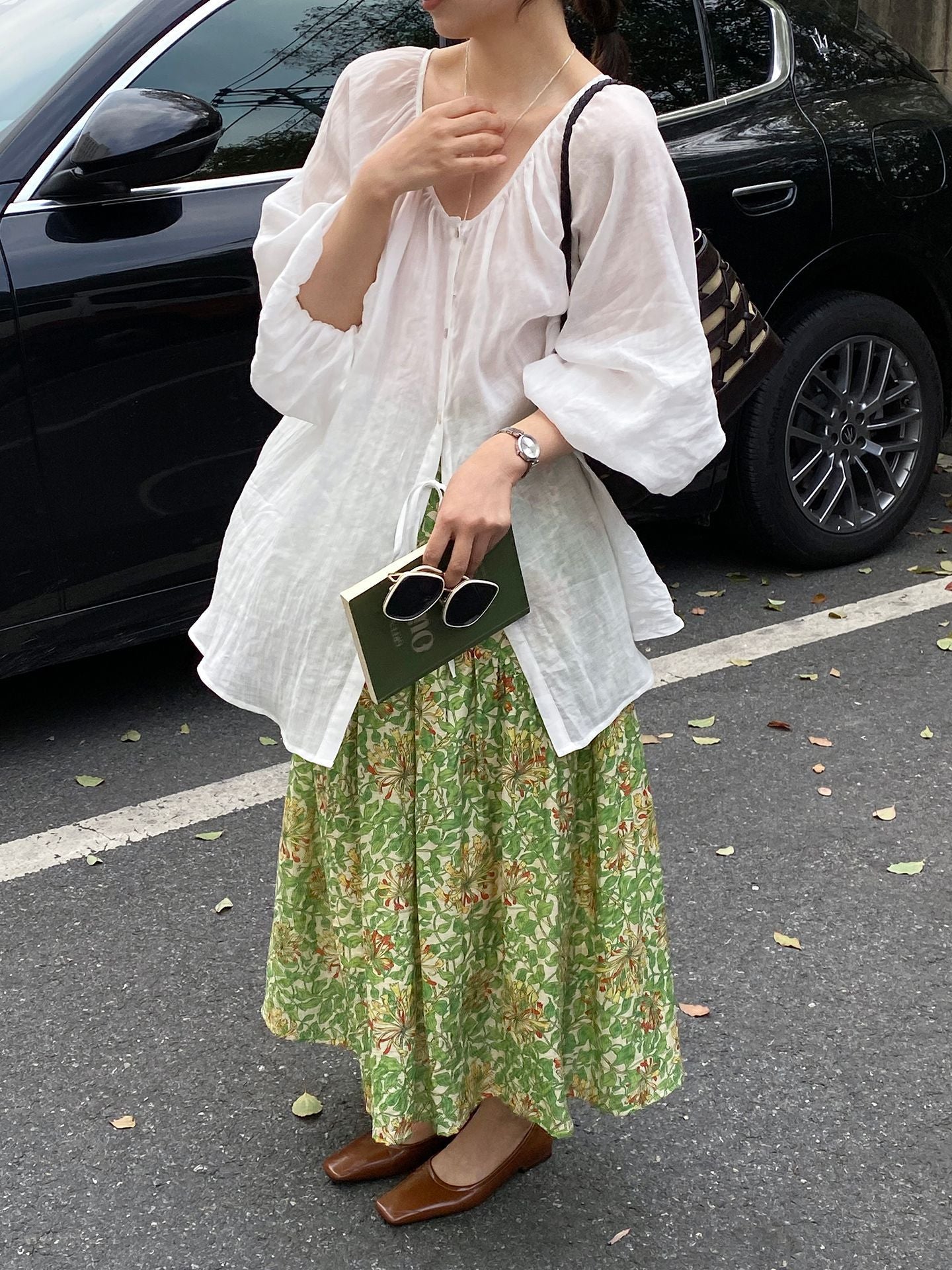 韓系夏田園浪漫小清新碎花半身裙