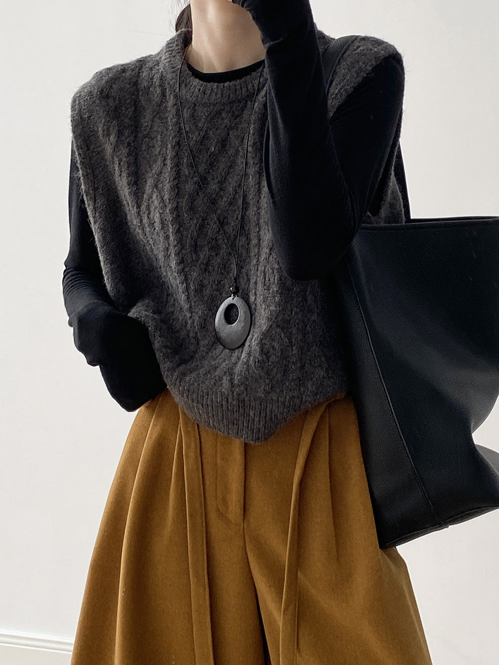 (48H出貨)糖果色圓領麻花軟糯針織背心馬甲-6色