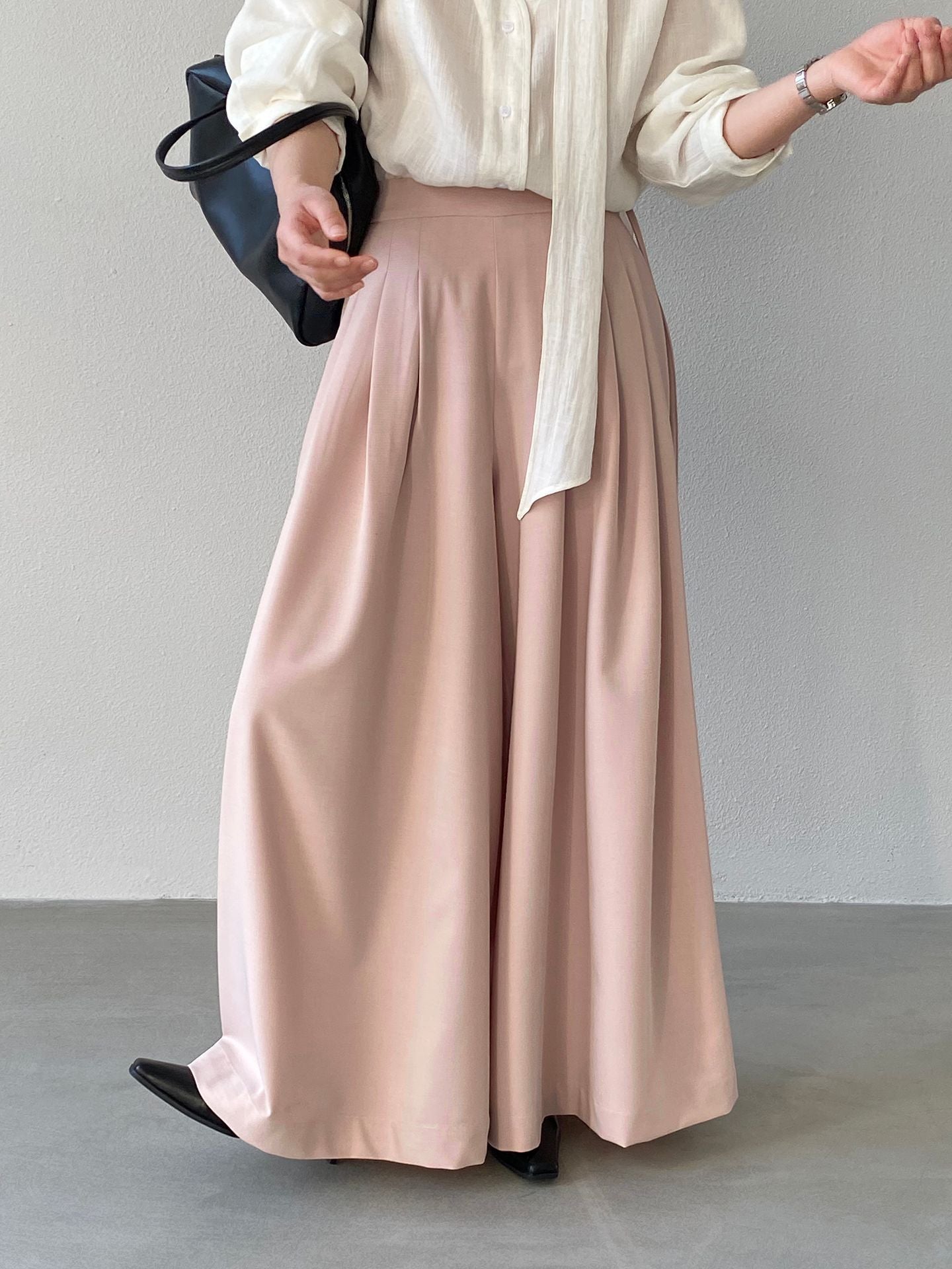 韓系氣質垂感顯瘦高腰西裝闊腿褲-2色