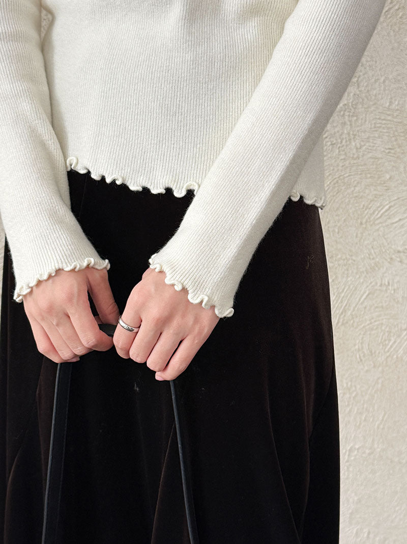 法式修身氣質蕾絲V領顯瘦內搭針織上衣-3色