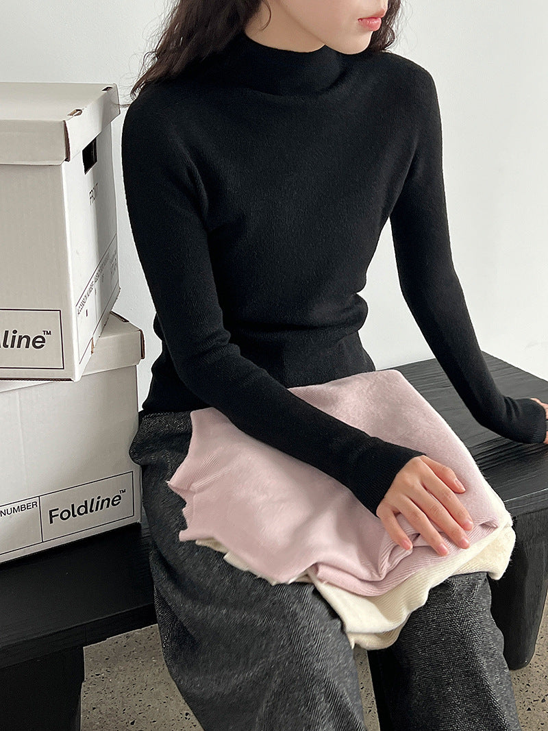 羊毛半高領無縫修身顯瘦內搭打底衫-8色