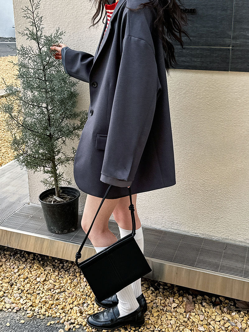 韓系高級感休閒袖口拼接西裝外套+百褶半身裙兩件式套裝-2色