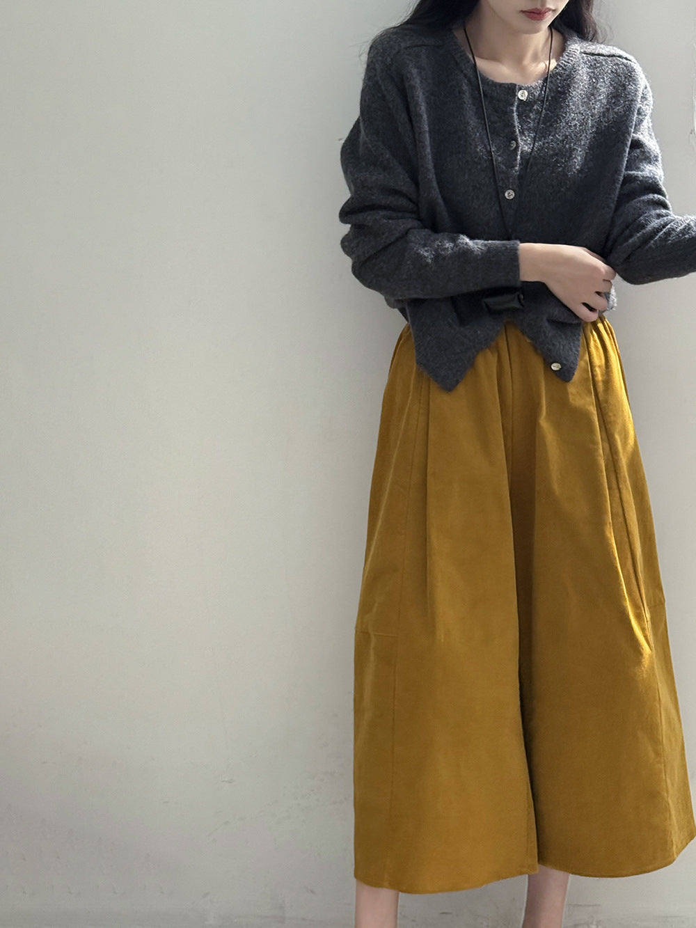韓系多色圓領百搭疊穿外搭毛衣針織開衫外套-7色