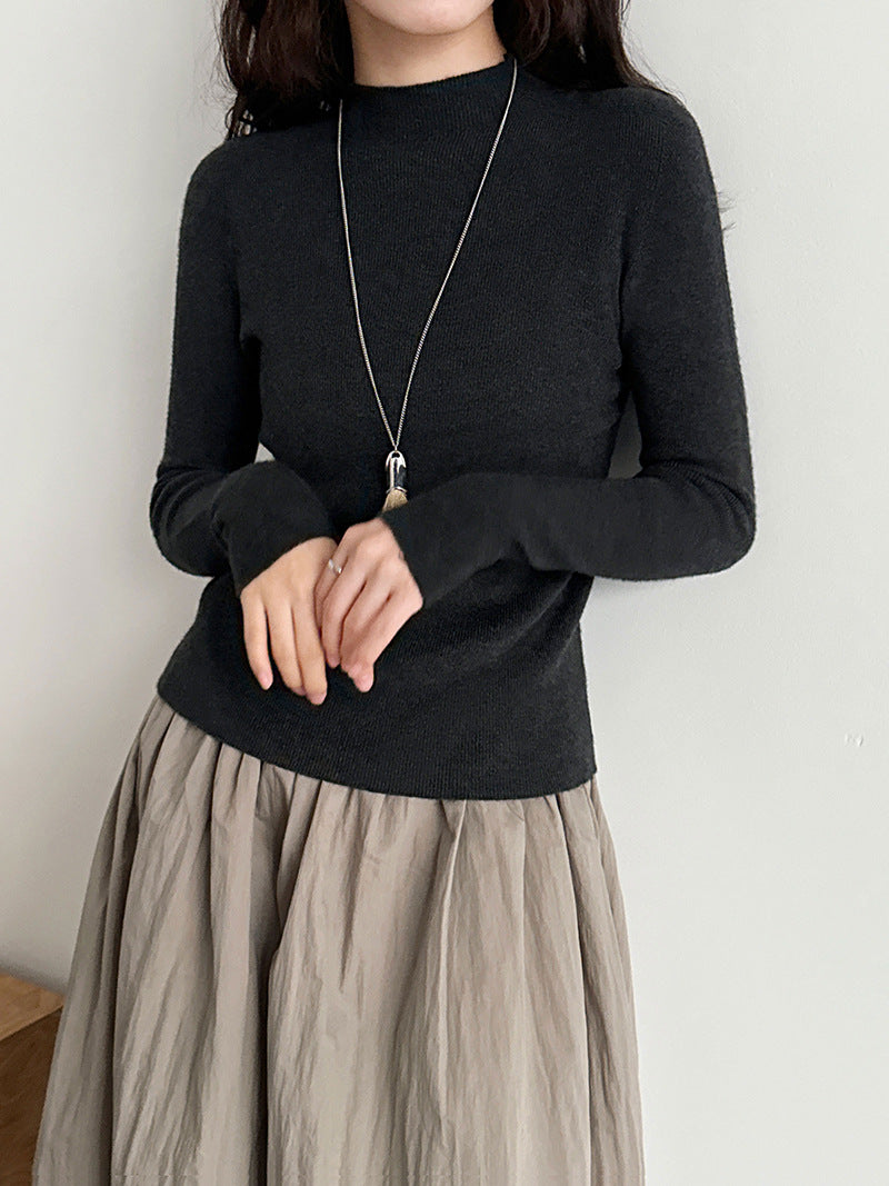 羊毛半高領無縫修身顯瘦內搭打底衫-8色