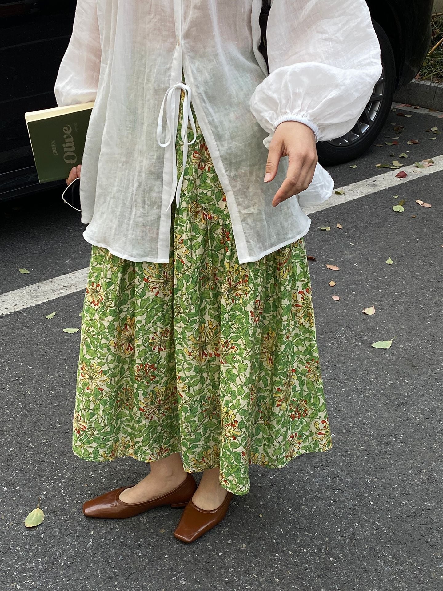 韓系夏田園浪漫小清新碎花半身裙