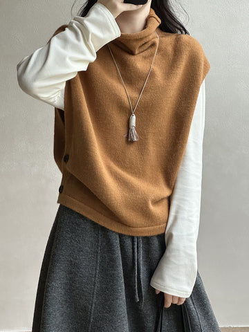 堆堆高領寬鬆針織馬甲-6色