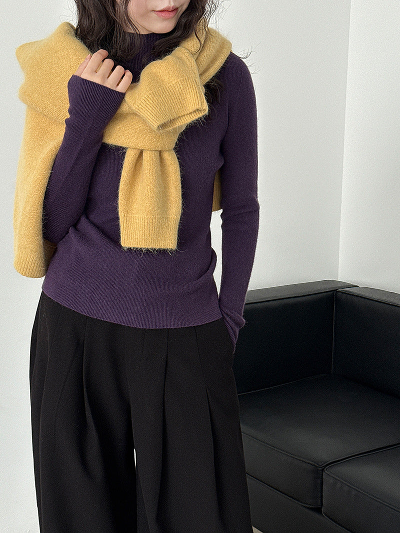 羊毛半高領無縫修身顯瘦內搭打底衫-8色