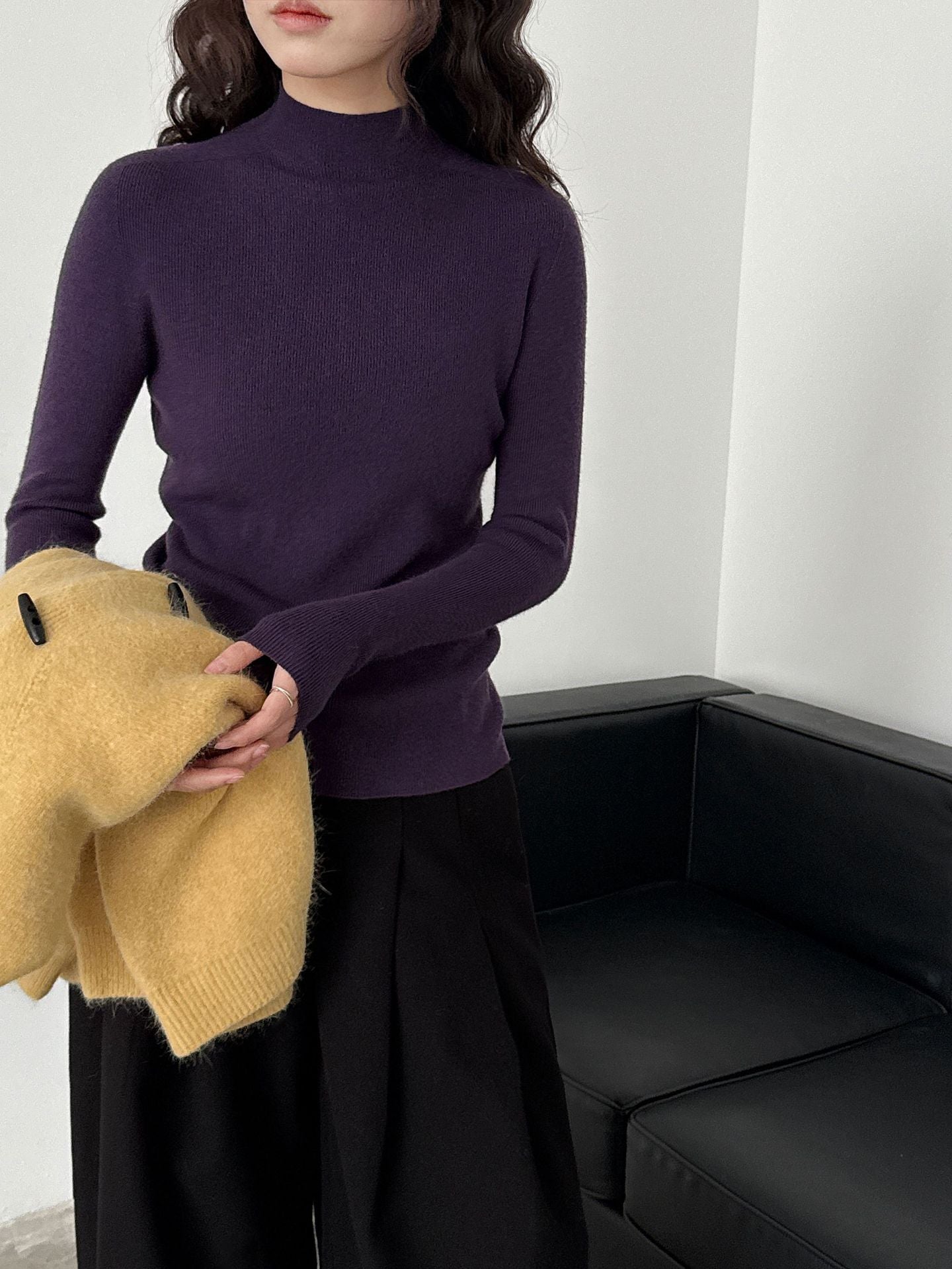 羊毛半高領無縫修身顯瘦內搭打底衫-8色