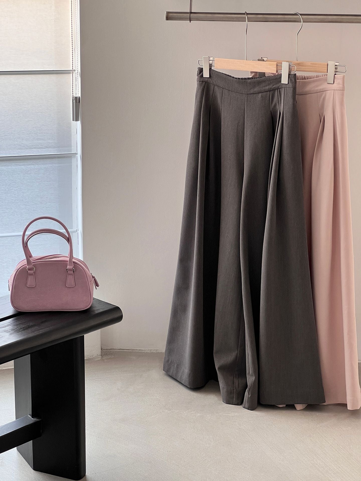 韓系氣質垂感顯瘦高腰西裝闊腿褲-2色