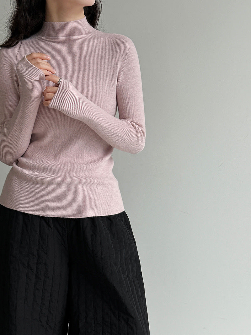 羊毛半高領無縫修身顯瘦內搭打底衫-8色