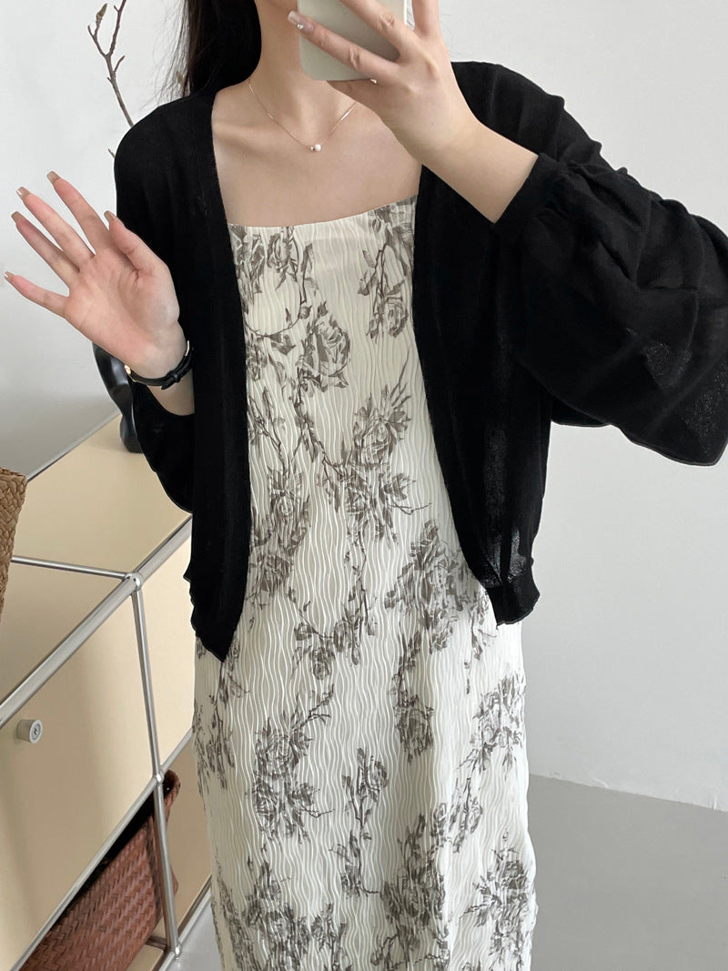 (48H出貨)短款蝙蝠袖慵懶長袖防曬開衫
