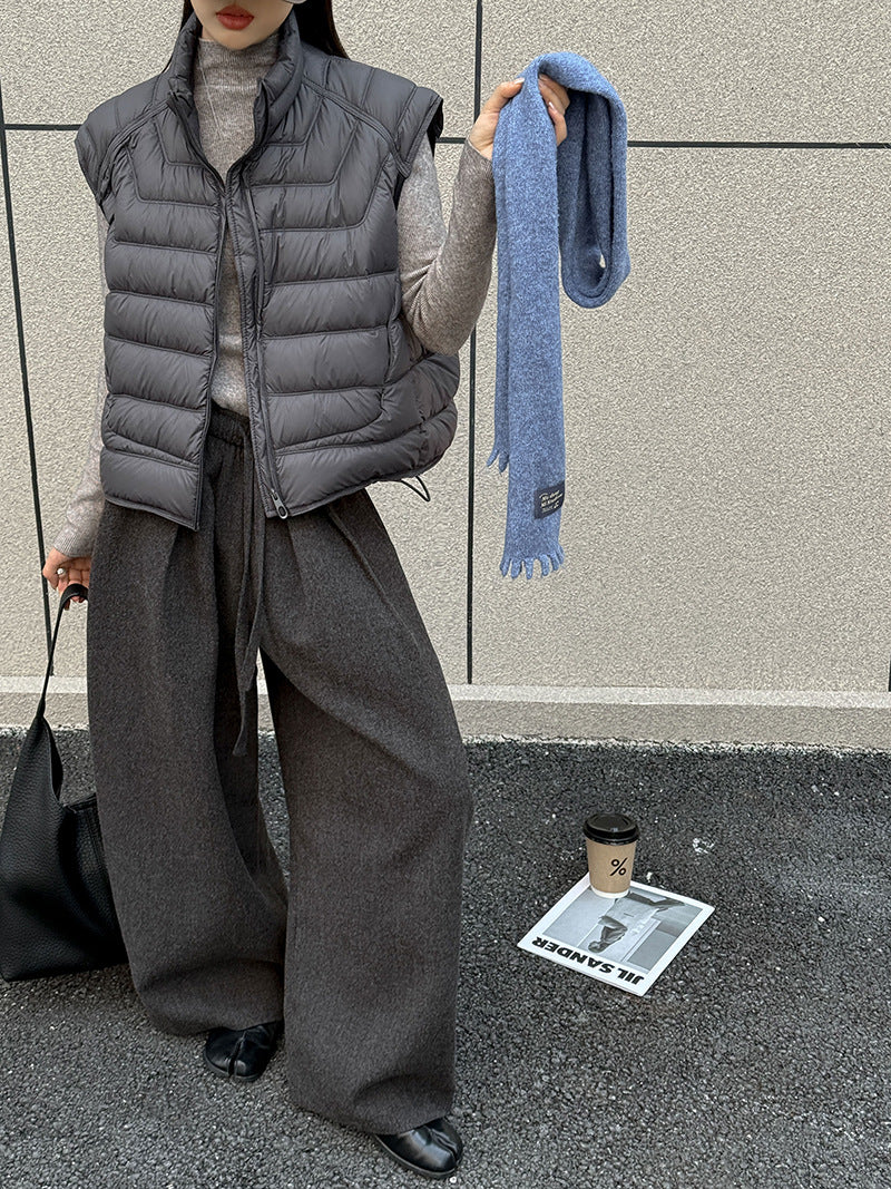 韓系立領白鴨絨無袖馬甲-3色