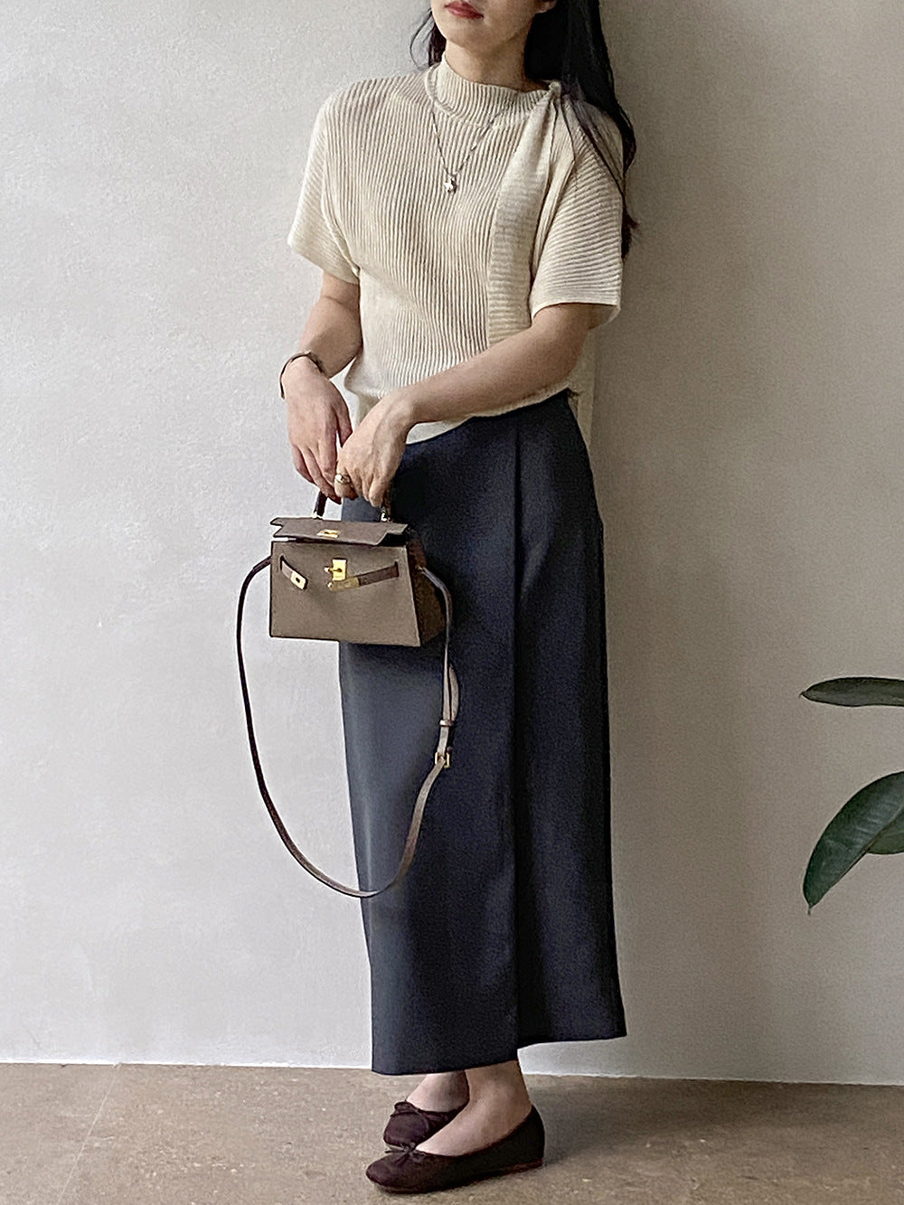 前後兩穿披肩針織T恤女 秋季小衆短袖簡約打底上衣-4色