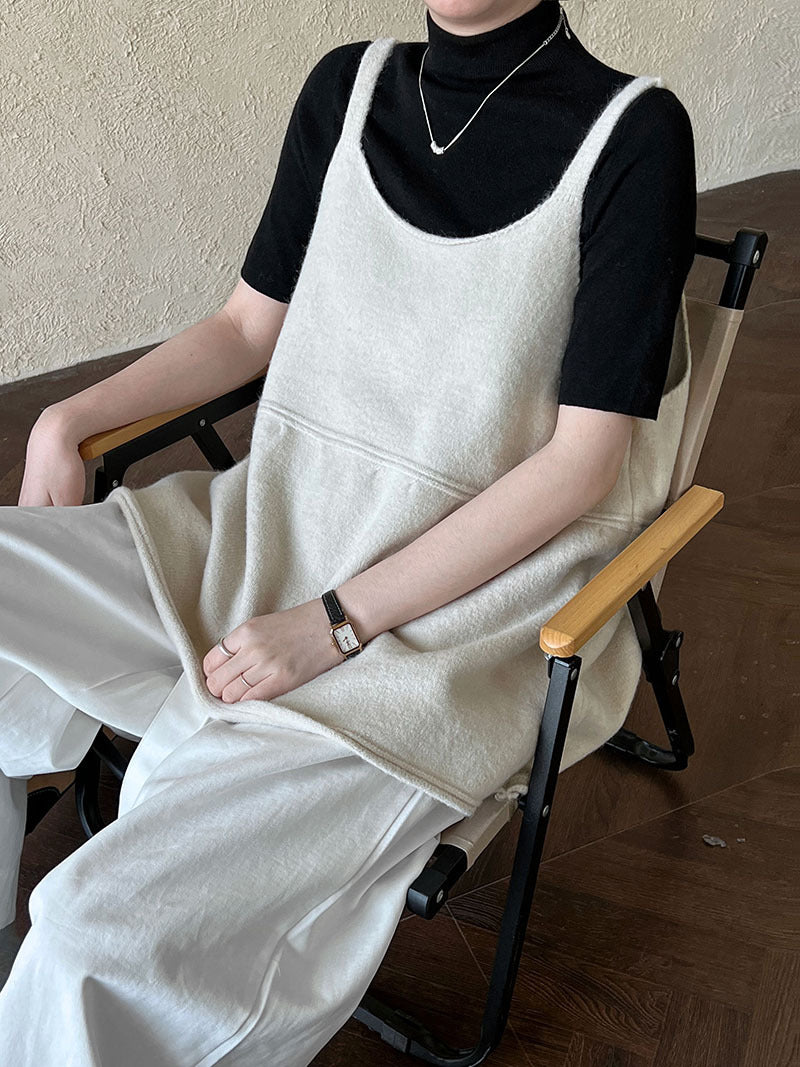 韓系慵懶風U領氣質針織吊帶背心上衣-4色