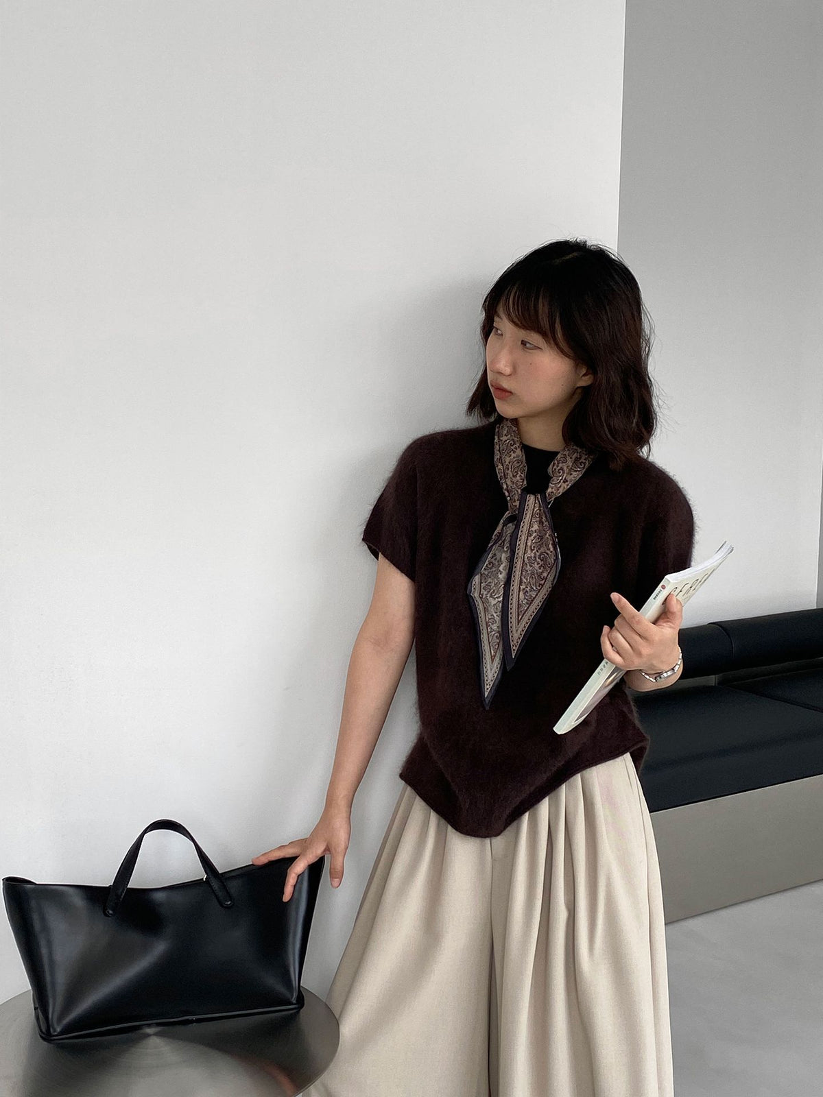 羊絨軟糯寬鬆圓領短袖針織上衣-6色