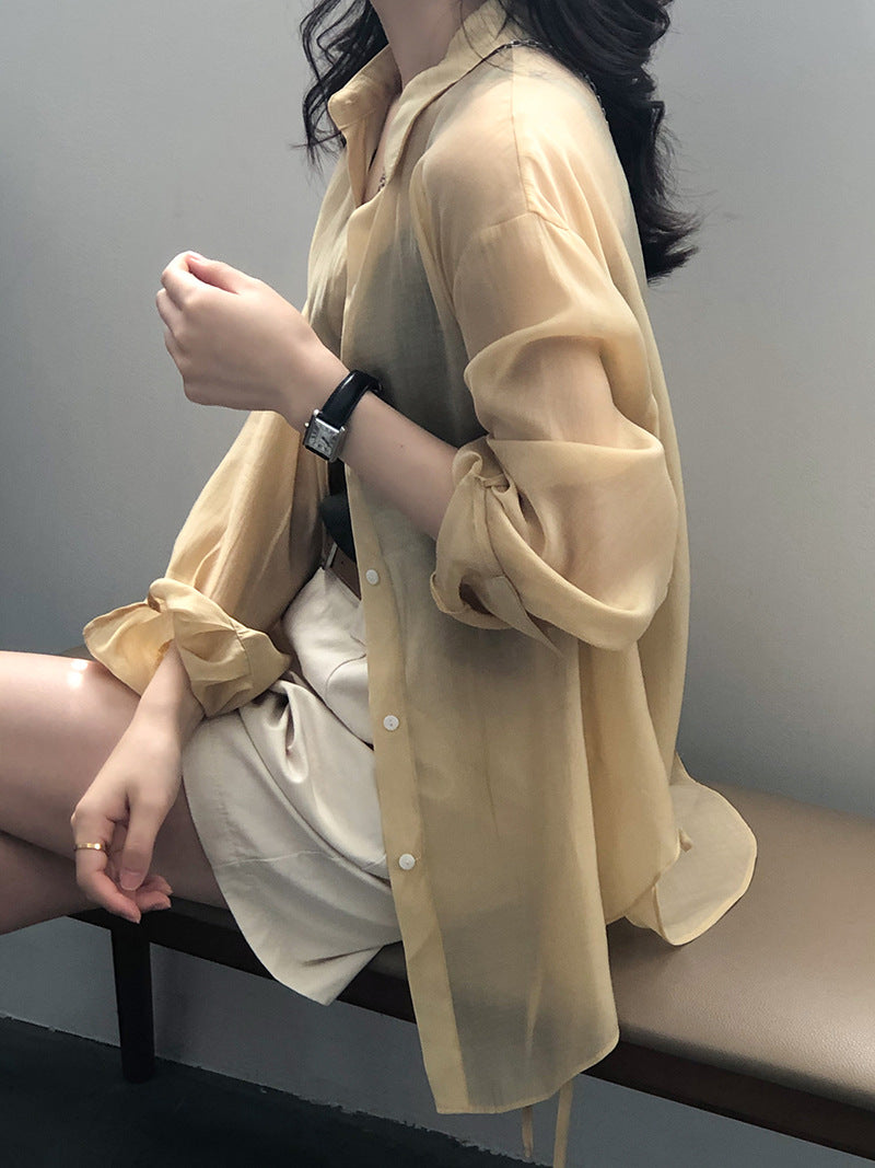 (48H出貨)韓版輕薄寬鬆綁帶設計防曬開衫-5色