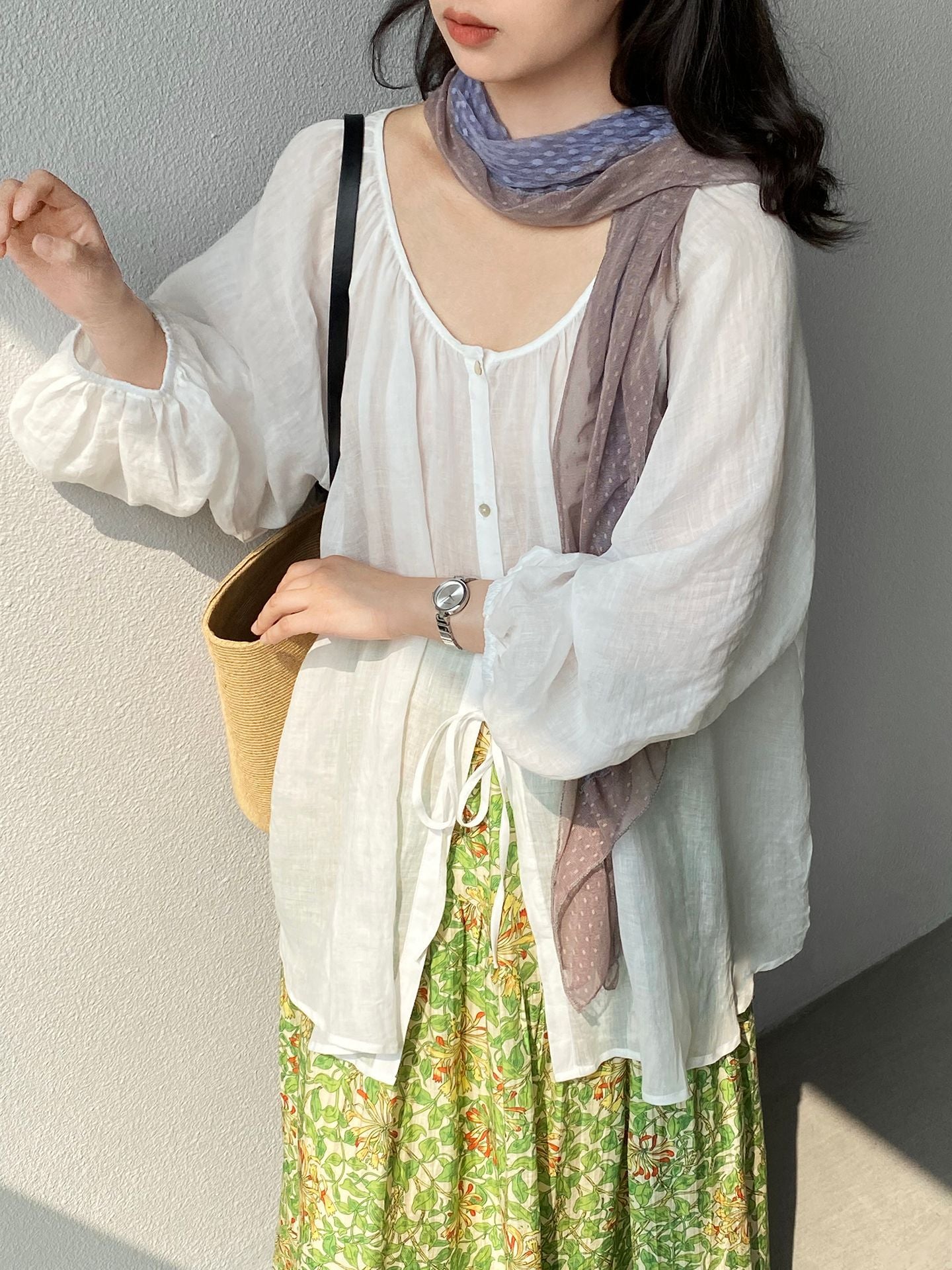 韓系夏田園浪漫小清新碎花半身裙