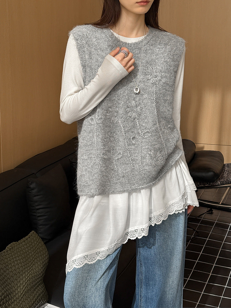 韓系寬鬆疊穿顯瘦針織馬甲背心-2色