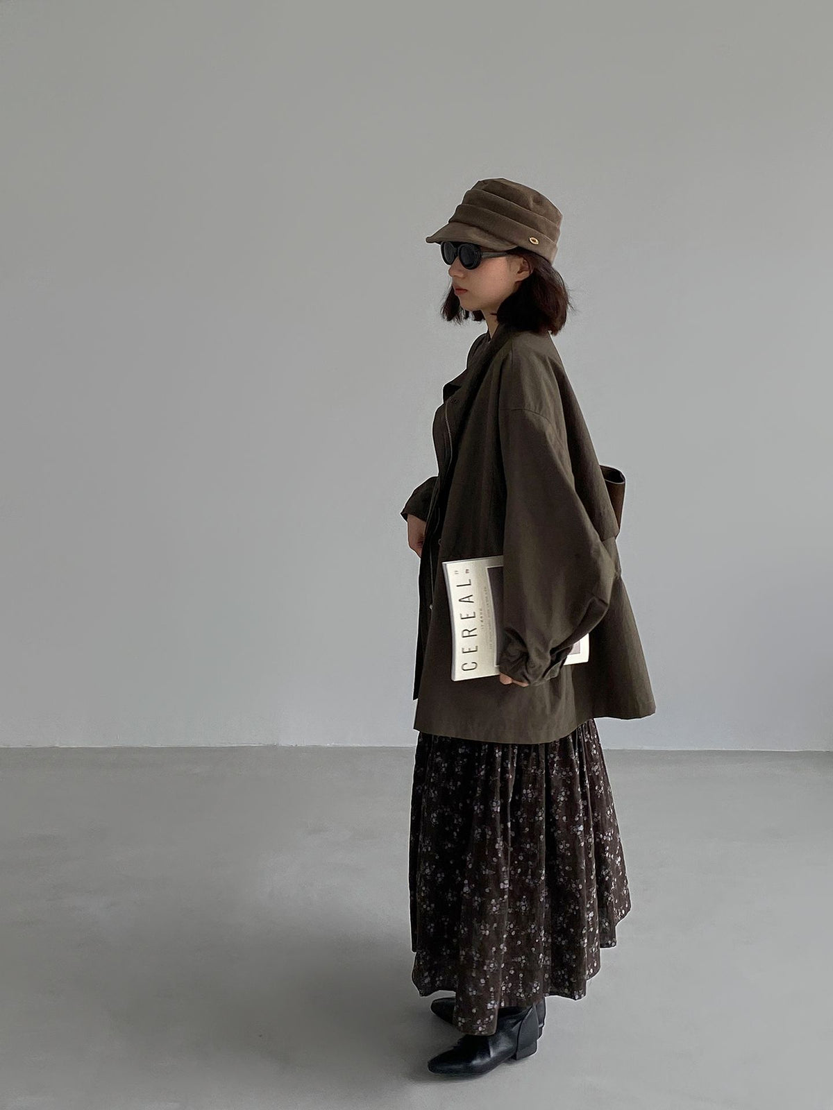 韓系復古碎花高腰遮胯長裙
