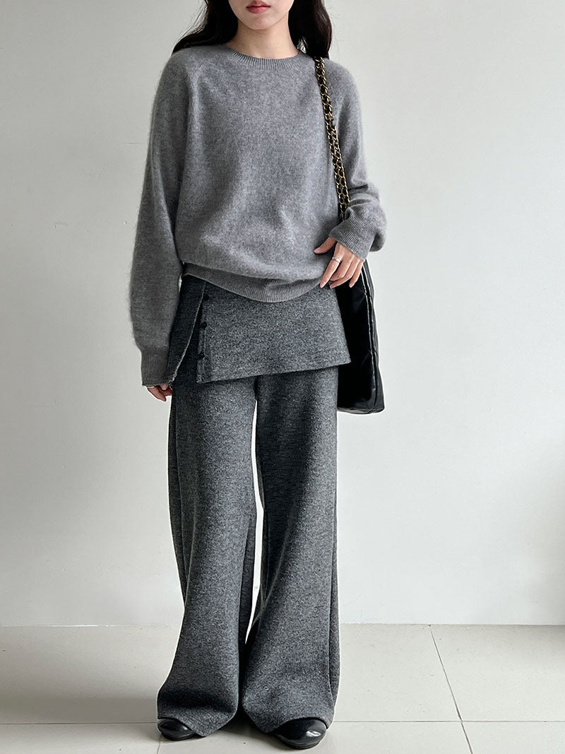 韓版時髦鬆弛顯瘦喇叭屁簾褲-2色