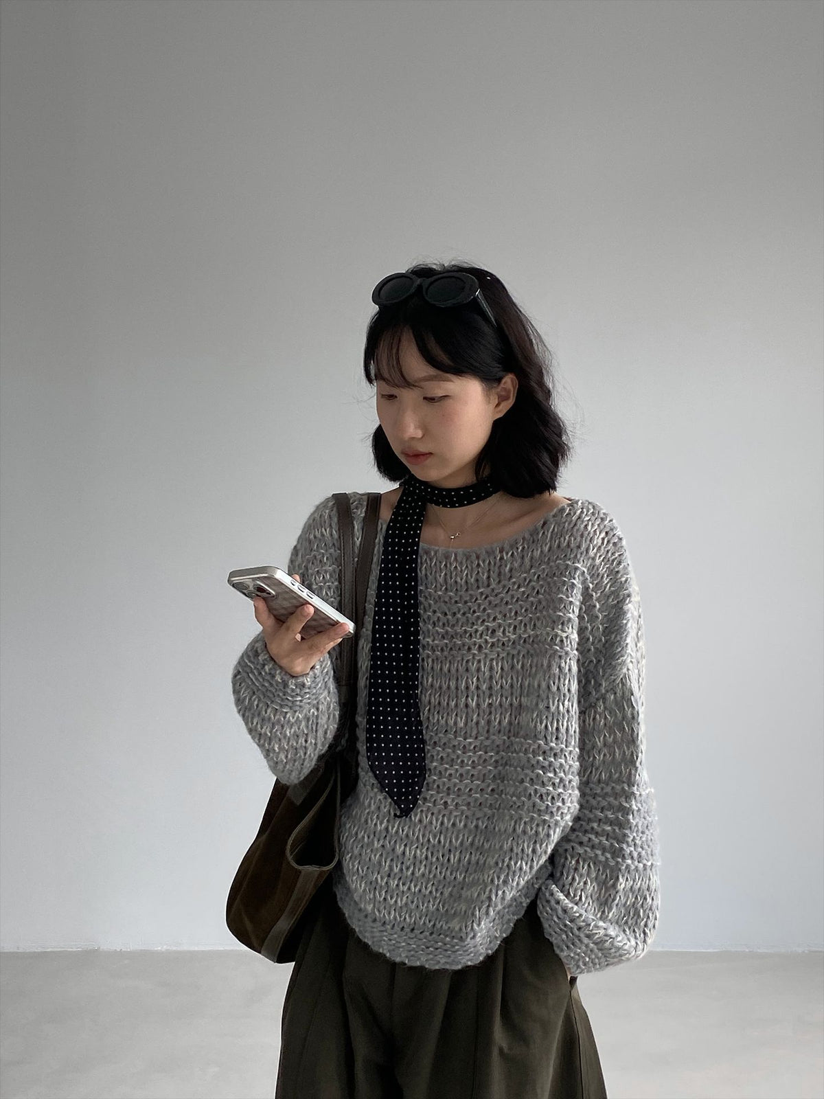 韓系慵懶粗線圓領寬鬆針織毛衣-3色
