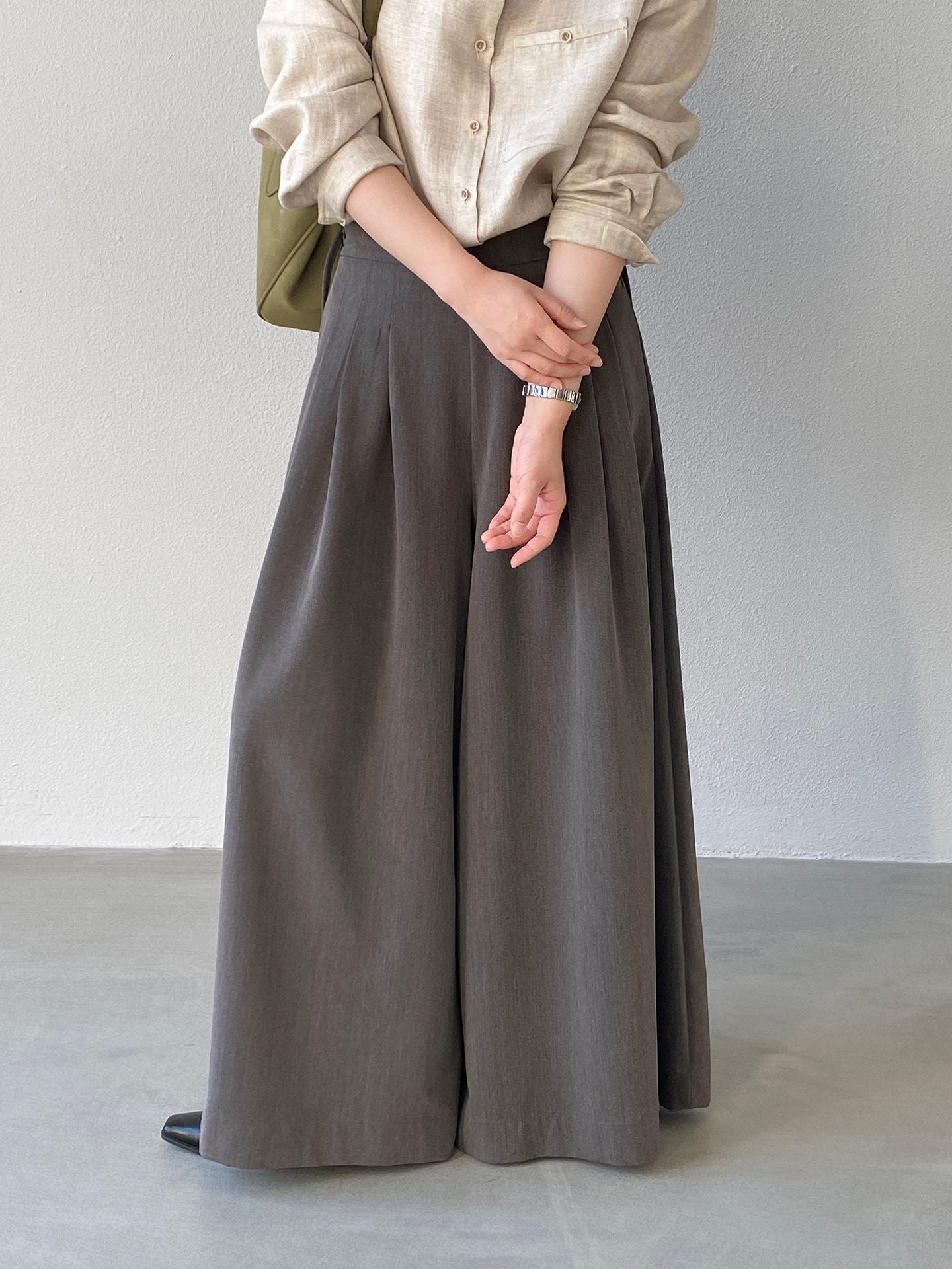 韓系氣質垂感顯瘦高腰西裝闊腿褲-2色