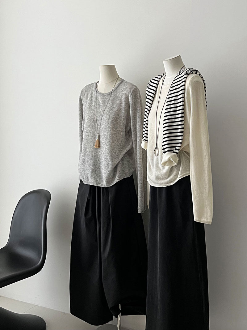 (48H出貨)韓系高級感百搭修身顯瘦羊毛針織打底衫-3色