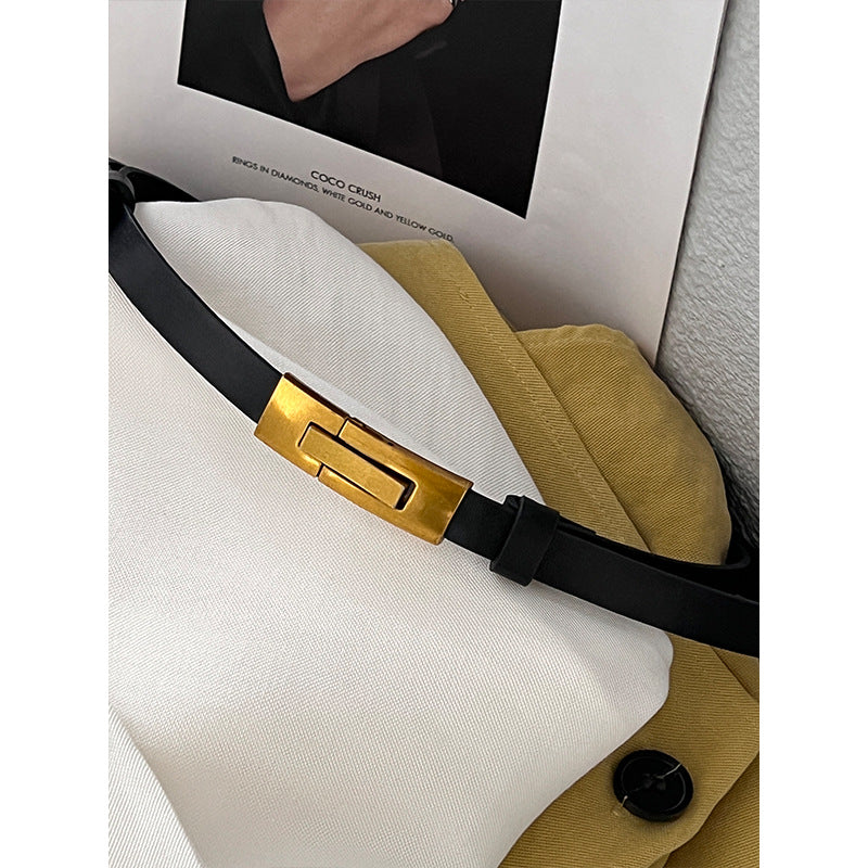 韓系百搭無孔細腰帶