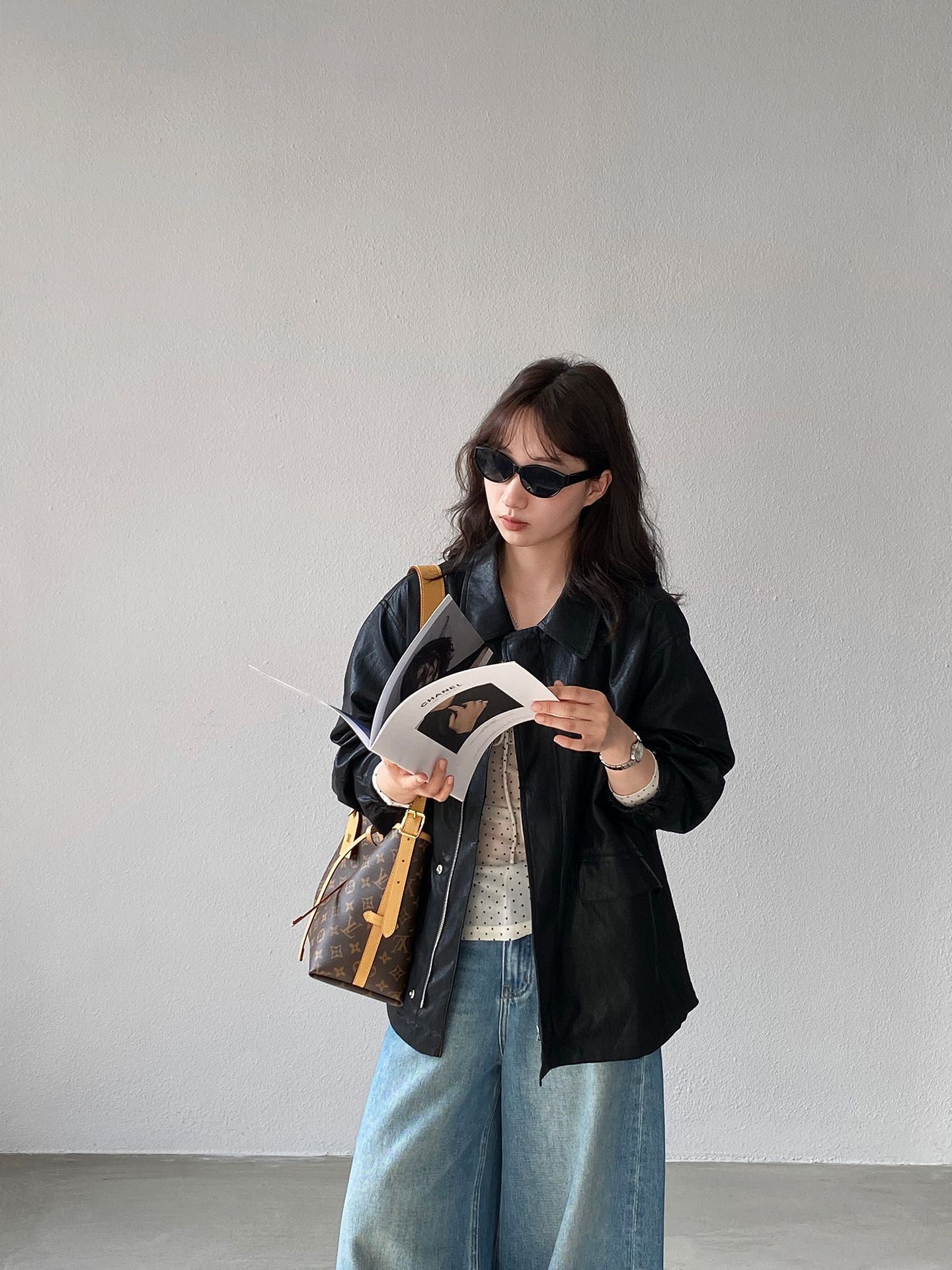 復古蛋白皮設計感短款PU皮衣夾克外套-2色