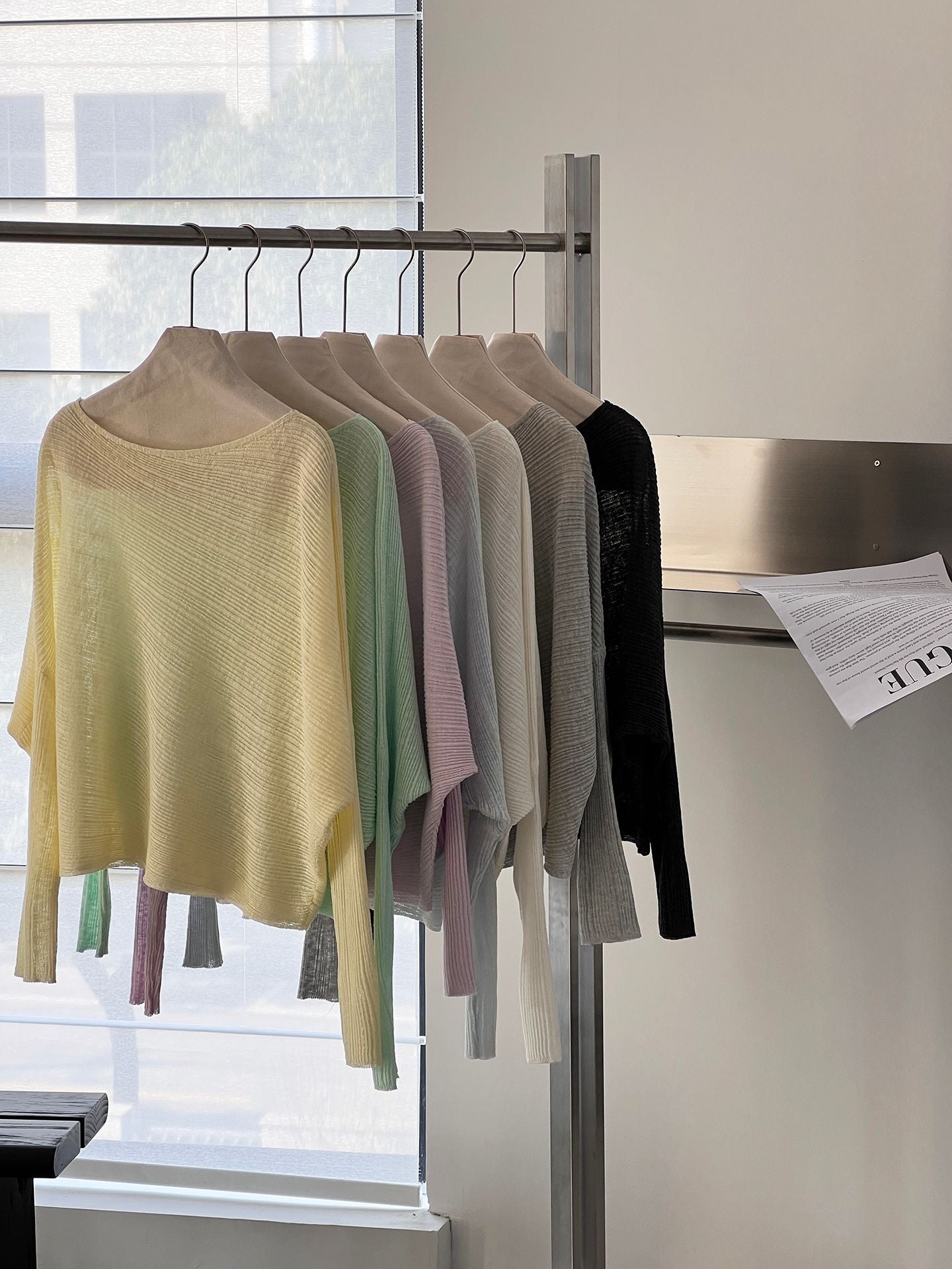 韓系氛圍感慵懶不規則蝙蝠袖針織衫-7色