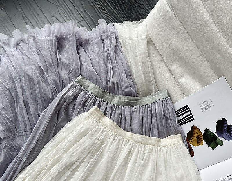 韓版氛圍感大裙襬純色寬鬆半身裙-2色