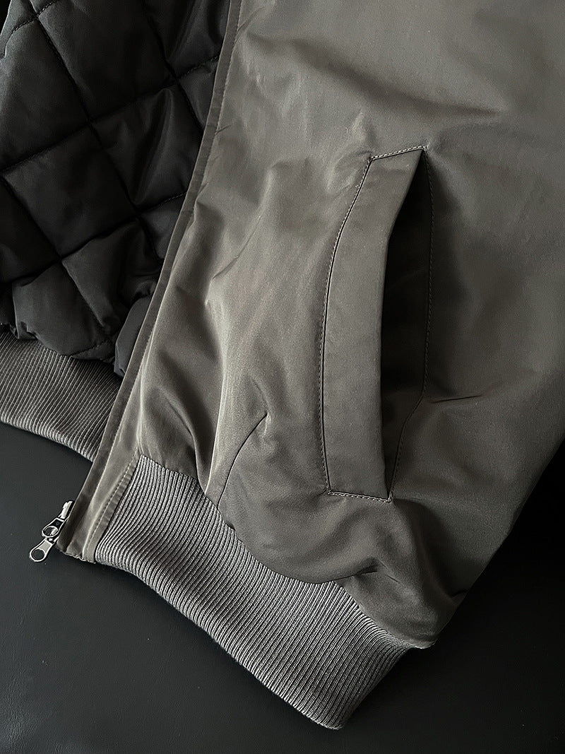 韓系保暖毛毛領夾棉夾克外套-2色