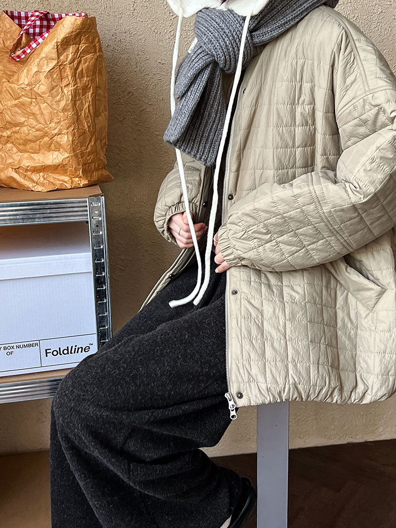 韓系百搭絎縫休閒夾棉外套-2色