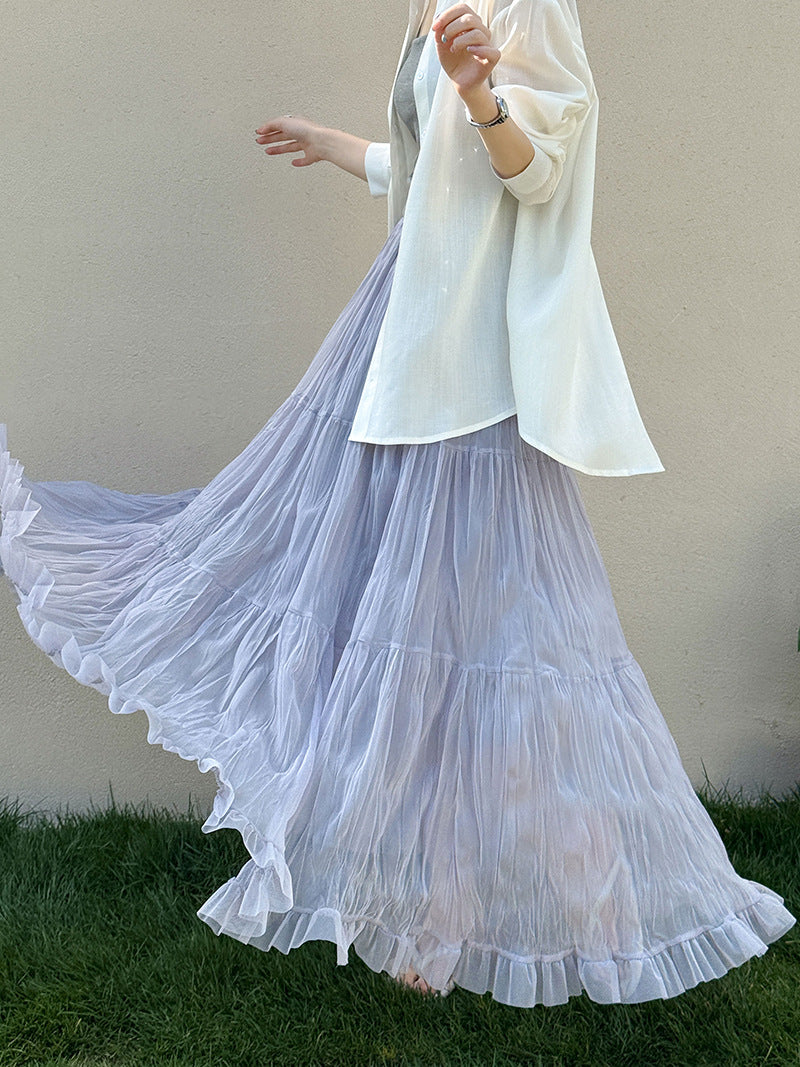 韓版氛圍感大裙襬純色寬鬆半身裙-2色