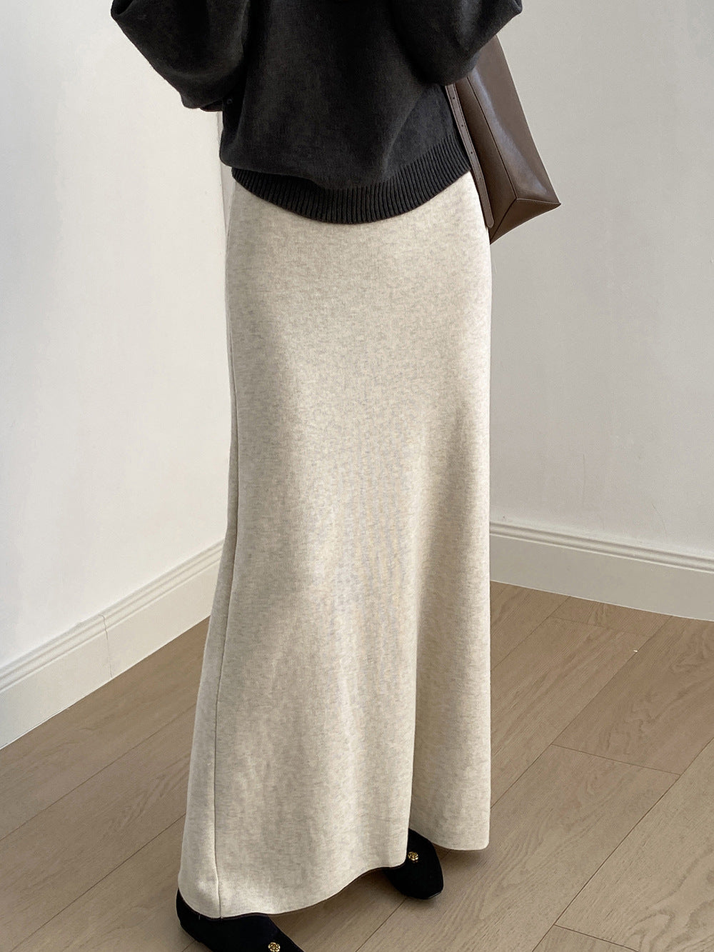 軟糯高腰鬆緊腰垂感顯瘦包臀針織半身裙-4色