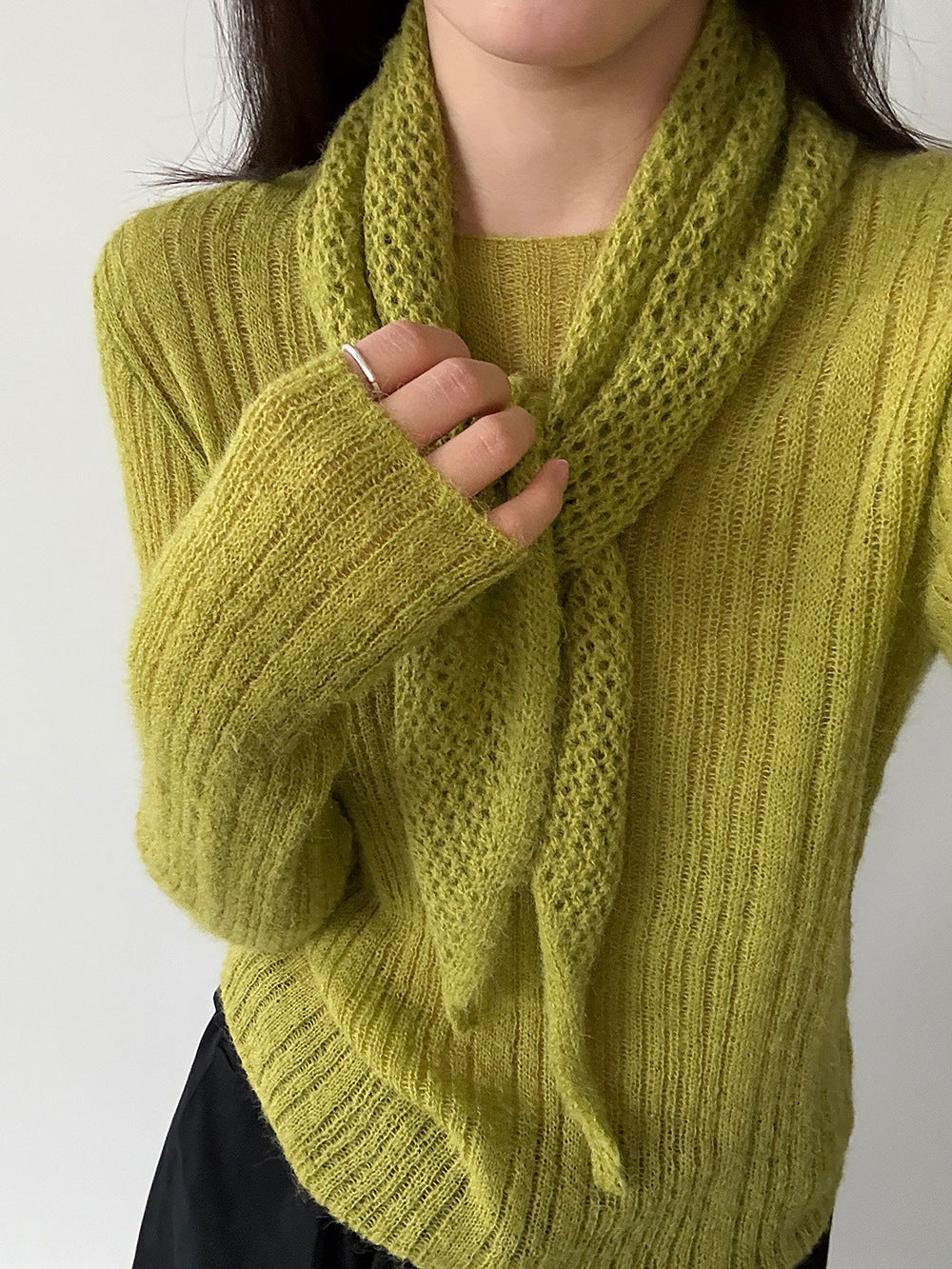 輕奢慵懶軟糯羊毛針織衫+披肩-兩件式套裝-5色