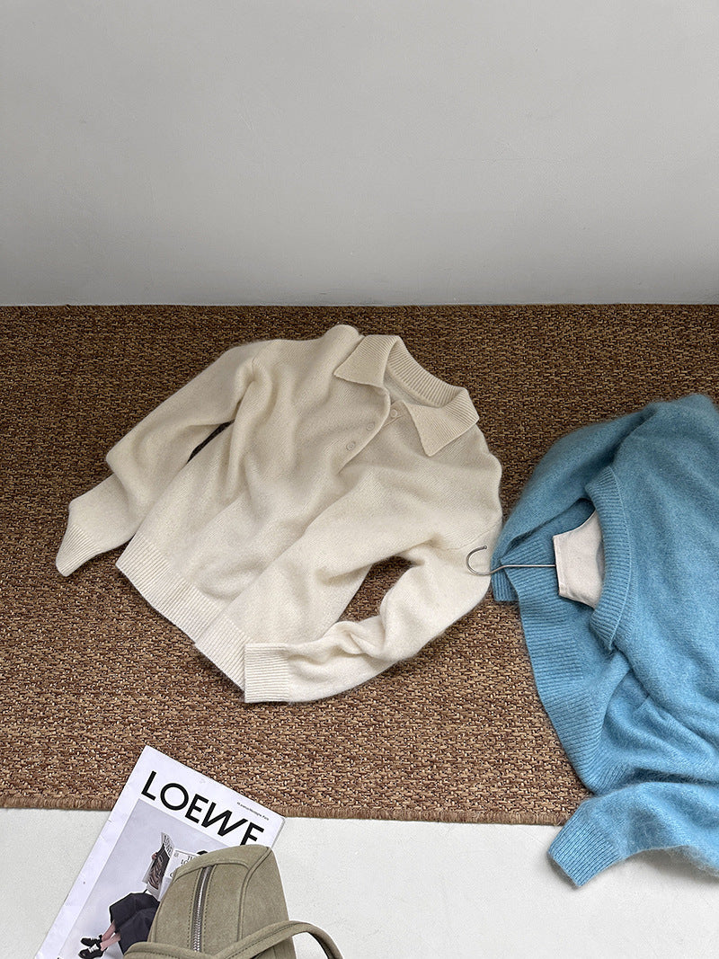 韓系POLO領羊毛針織毛衣-4色