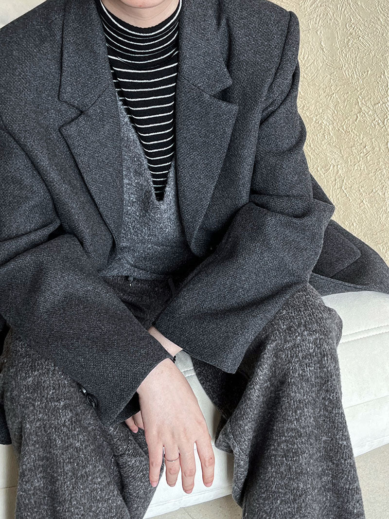 韓版50%羊毛闊氣大版西裝外套-2色