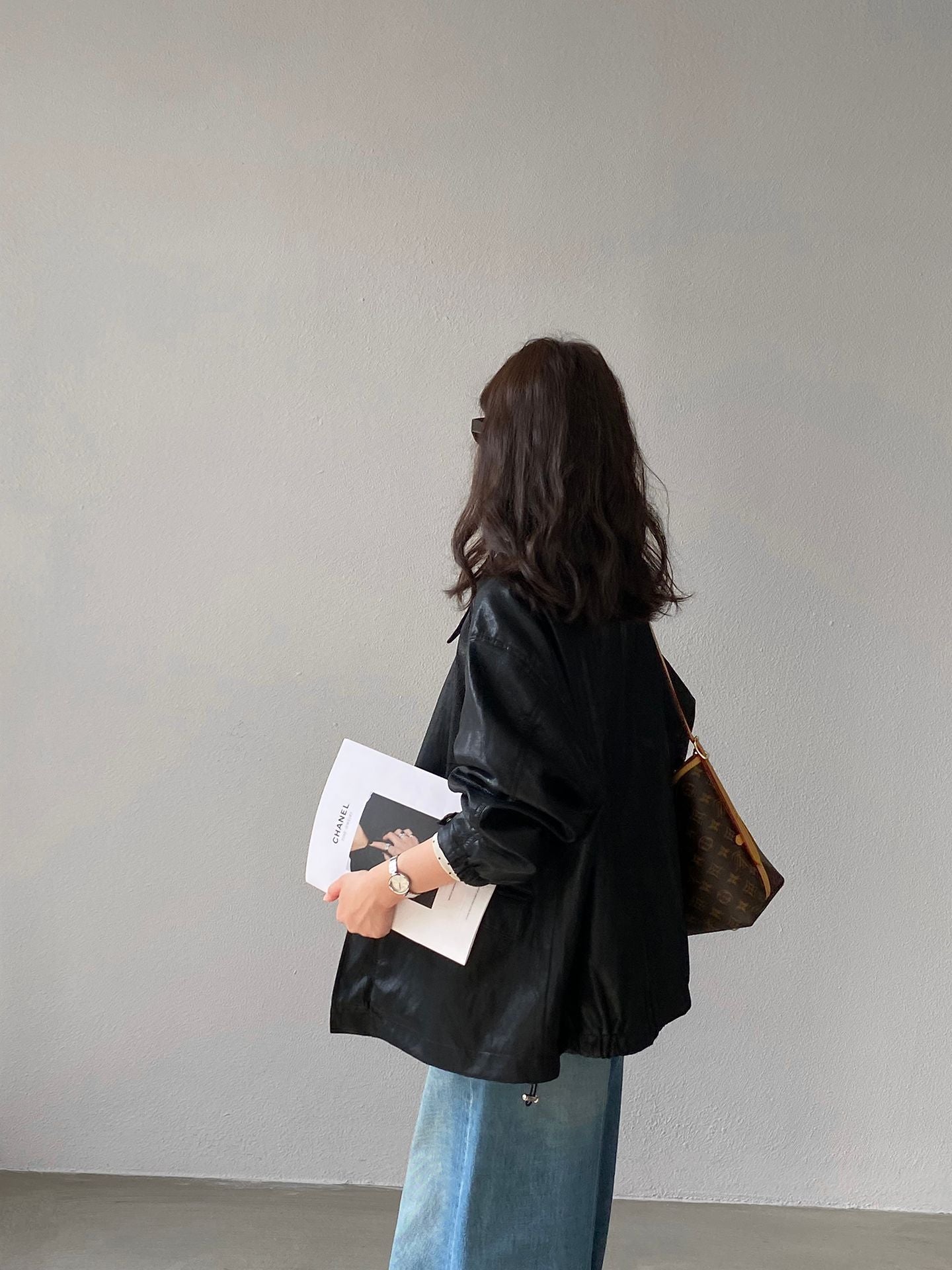 復古蛋白皮設計感短款PU皮衣夾克外套-2色