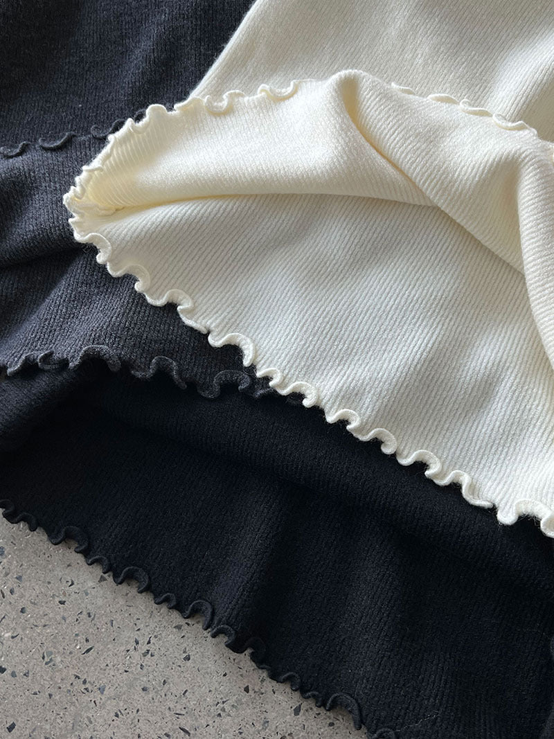 法式修身氣質蕾絲V領顯瘦內搭針織上衣-3色