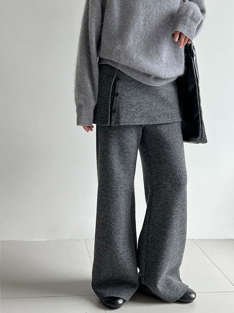 韓版時髦鬆弛顯瘦喇叭屁簾褲-2色