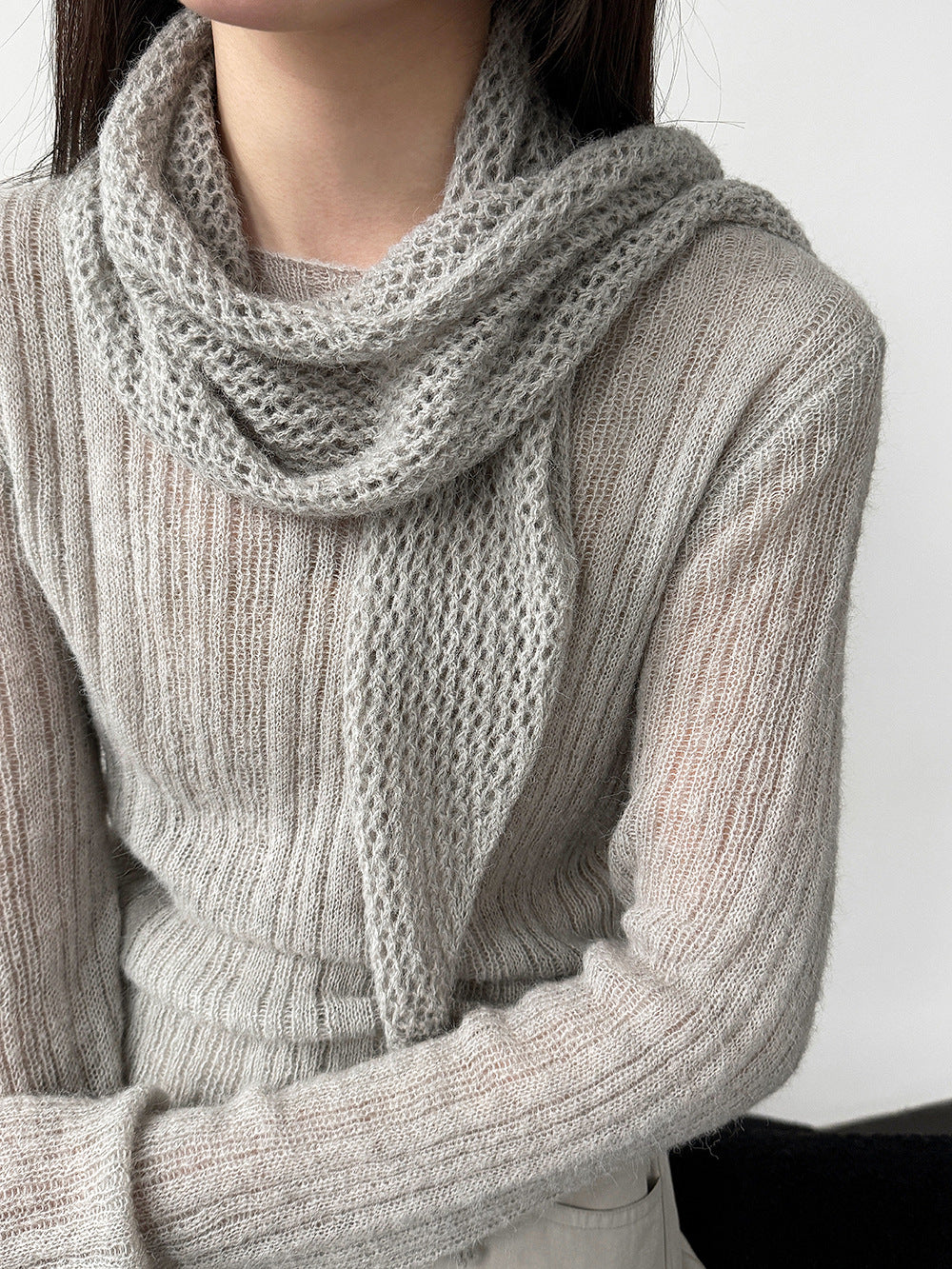 輕奢慵懶軟糯羊毛針織衫+披肩-兩件式套裝-5色