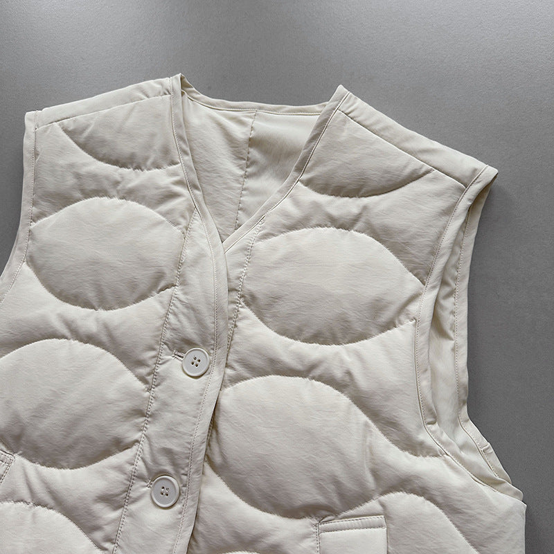 韓系90%白鴨絨菱格馬甲外套-2色