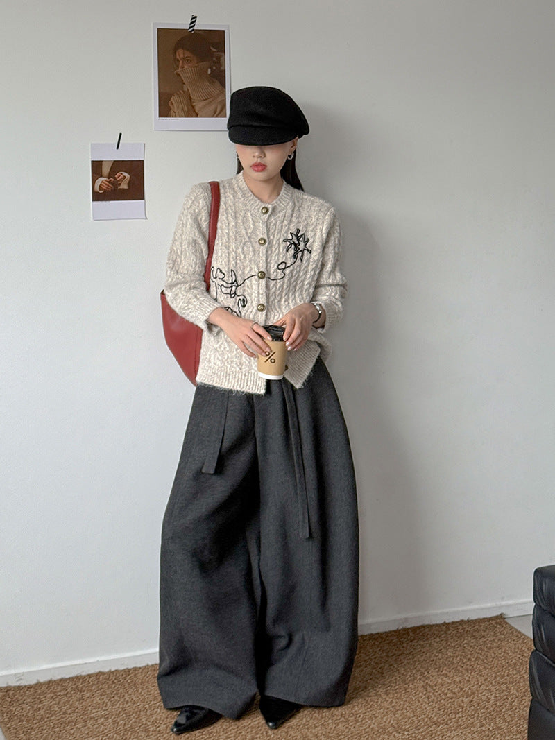 小眾刺繡軟糯長袖針織開衫-3色