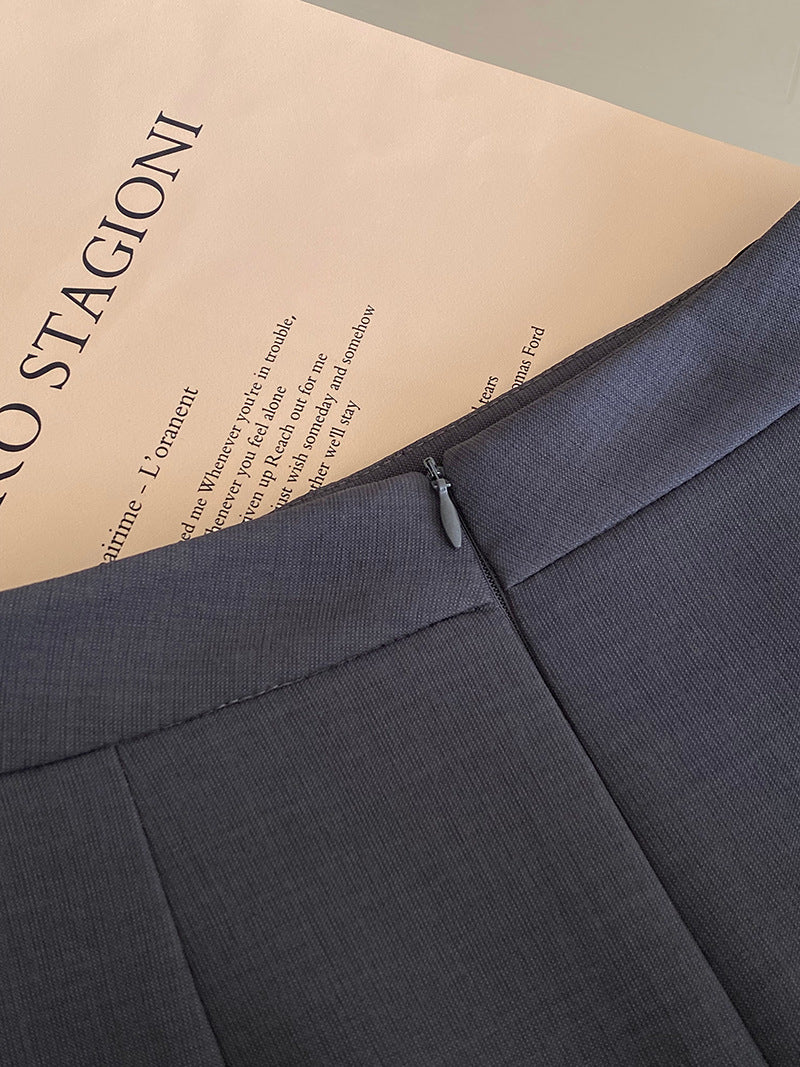 韓版高品質顯瘦西裝無袖馬甲+半身裙+配腰帶-三件式套裝