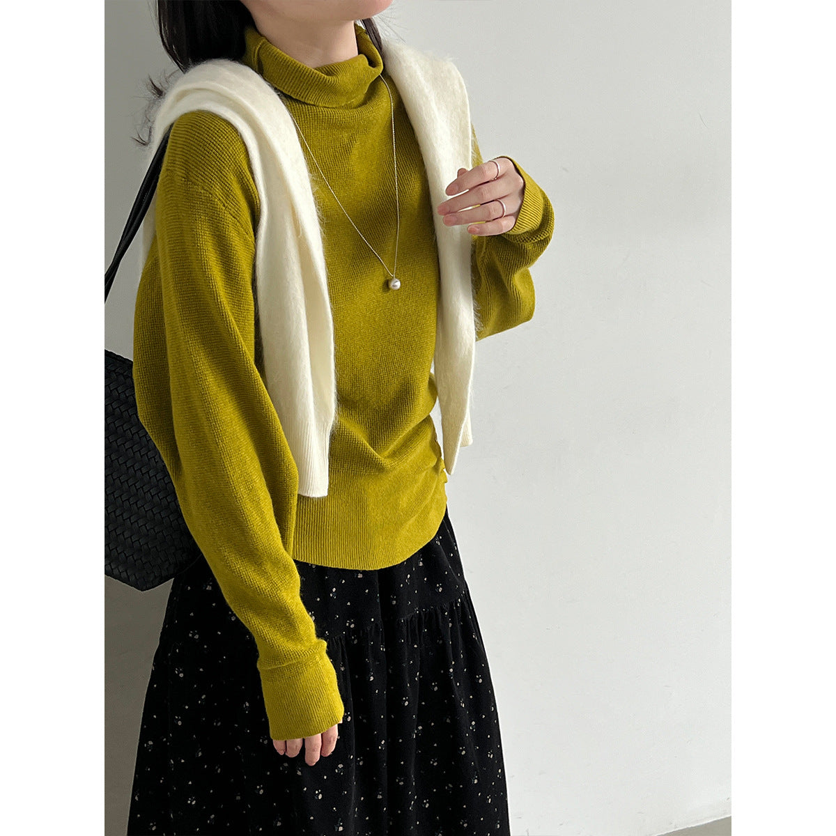 韓系溫柔半高領收腰顯瘦修身針織毛衣-5色