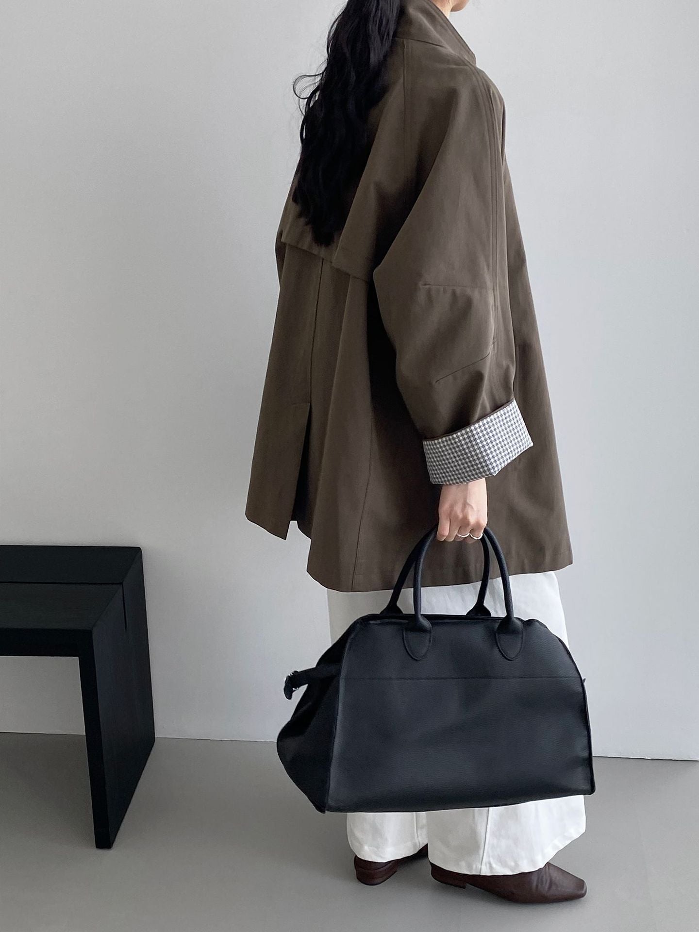 韓系復古英倫風立領寬鬆顯瘦收腰風衣外套-3色